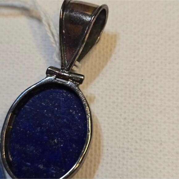 Sterling Silver 925 Oxidized Lapis and Blue Topaz‎ Pendant New! - Picture 4 of 9